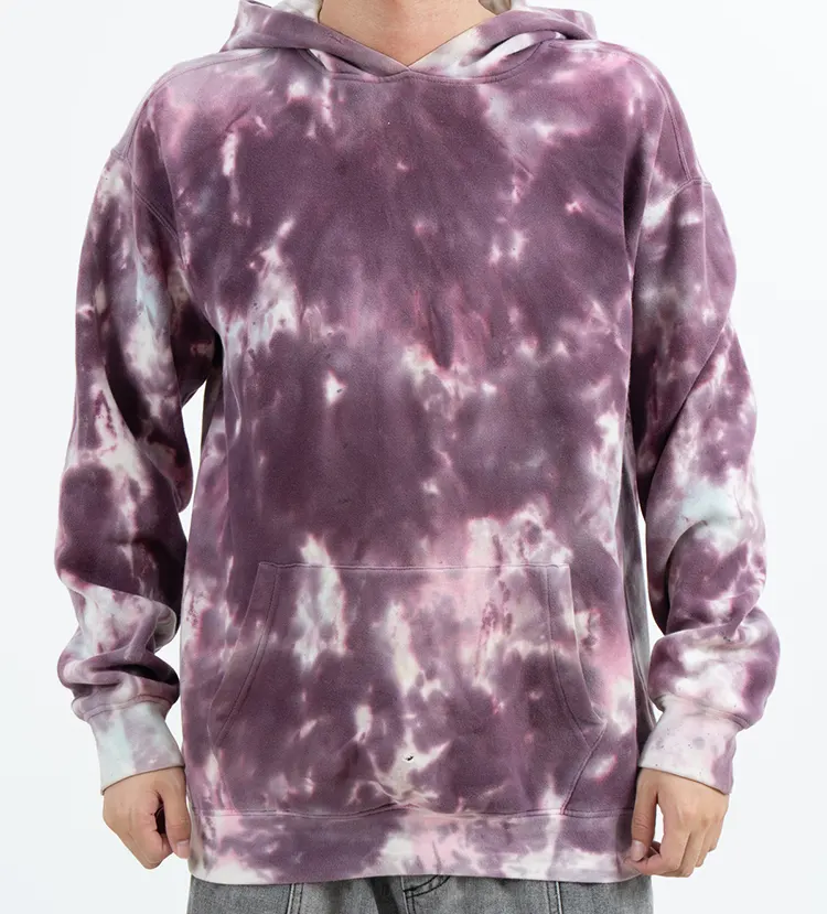 Purple Cloud-Pattern Pullover Hoodie with Kangaroo Pocket