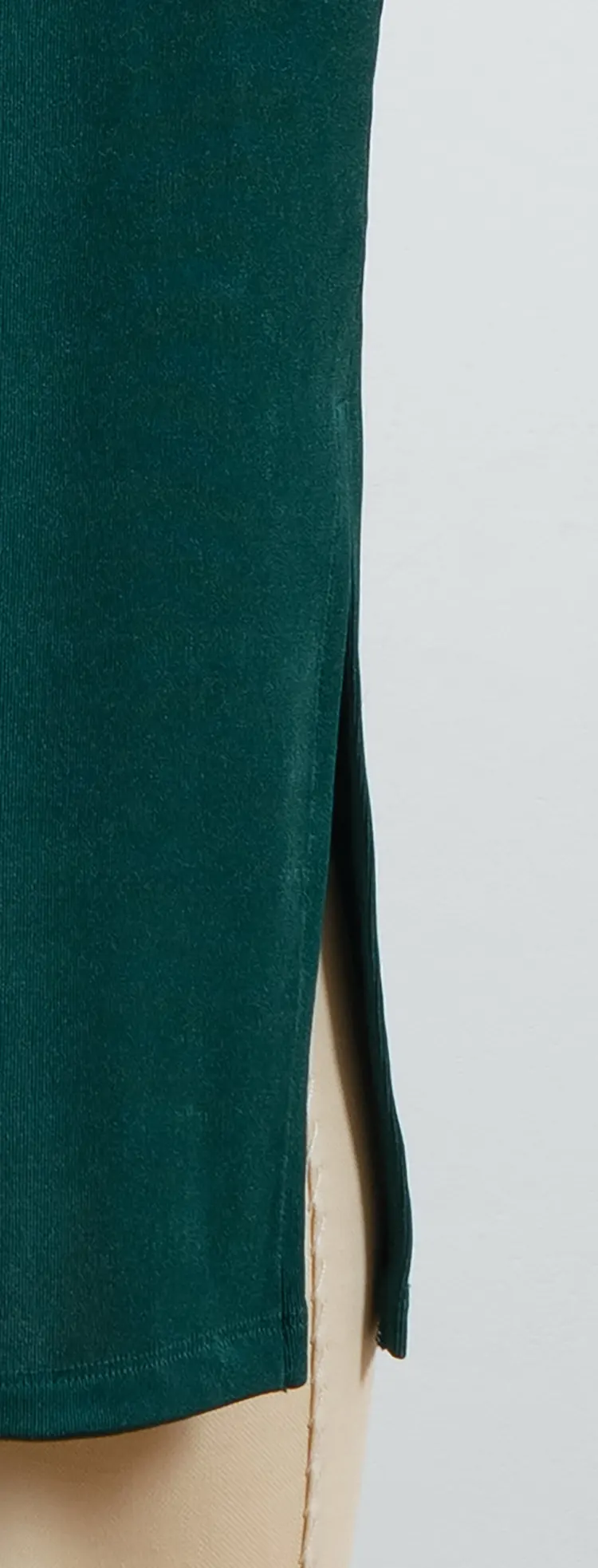 Cross-Neck Bodycon Midi Dress with Draped Front and Side Slit