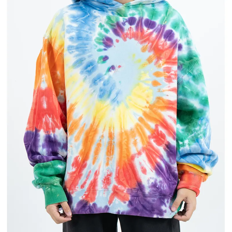 Sudadera con capucha extragrande con efecto tie-dye en espiral multicolor
