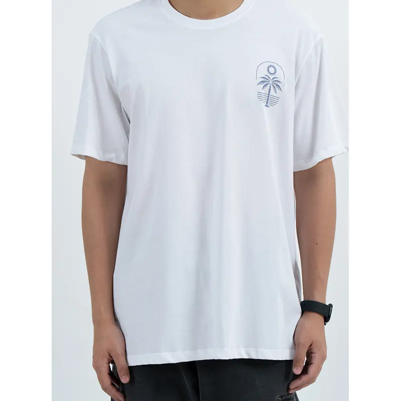 Camiseta holgada de cuello redondo con gráficos de palmera en el pecho y la espalda